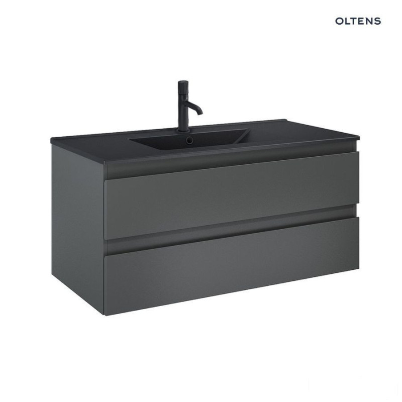 Zestaw umywalka z szafką 100 cm czarny mat/grafit mat Vernal Oltens (68038400)