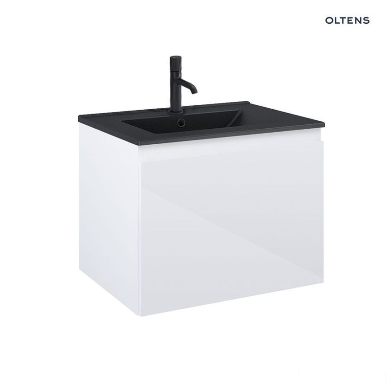 Zestaw umywalka z szafką 60 cm czarny mat/biały połysk Vernal Oltens (68013000)