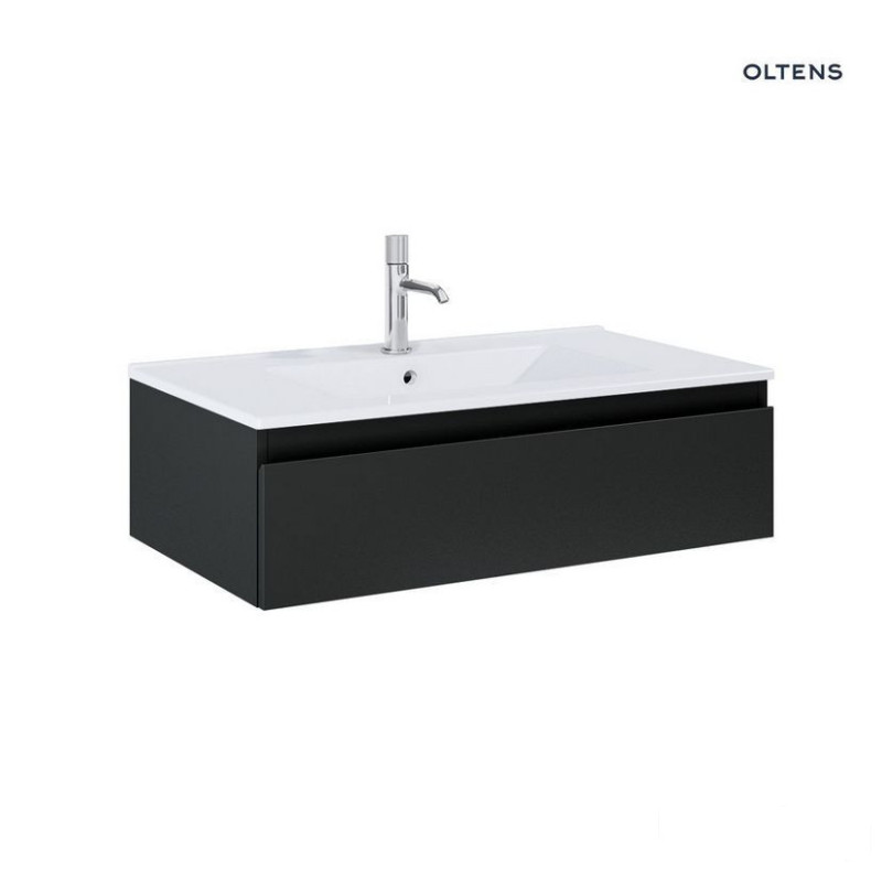Zestaw umywalka z szafką 80 cm biały/czarny mat Vernal Oltens (68006300)