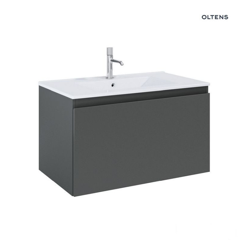 Zestaw umywalka z szafką 80 cm biały/grafit mat Vernal Oltens (68014400)