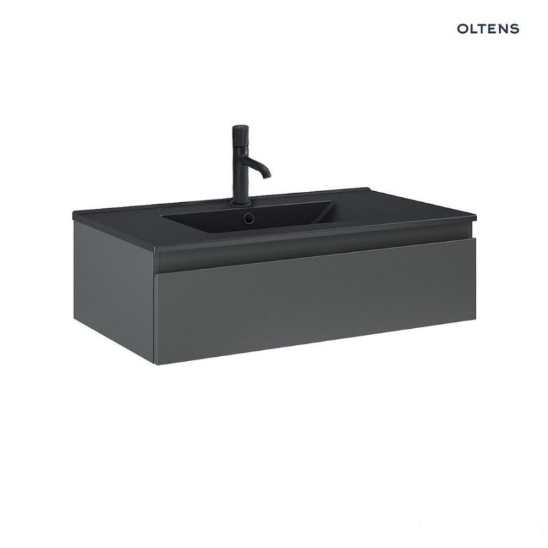 Zestaw umywalka z szafką 80 cm czarny mat/grafit mat Vernal Oltens (68007400)