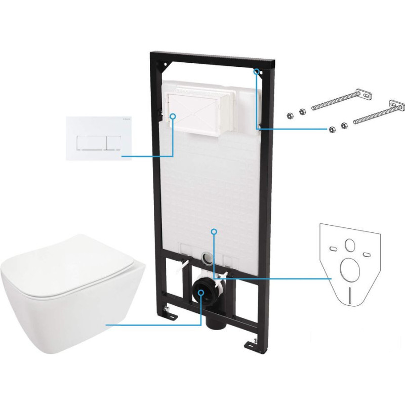 Zestaw WC podtynkowy 6w1 Hiacynt Deante (CDYA6ZPW)
