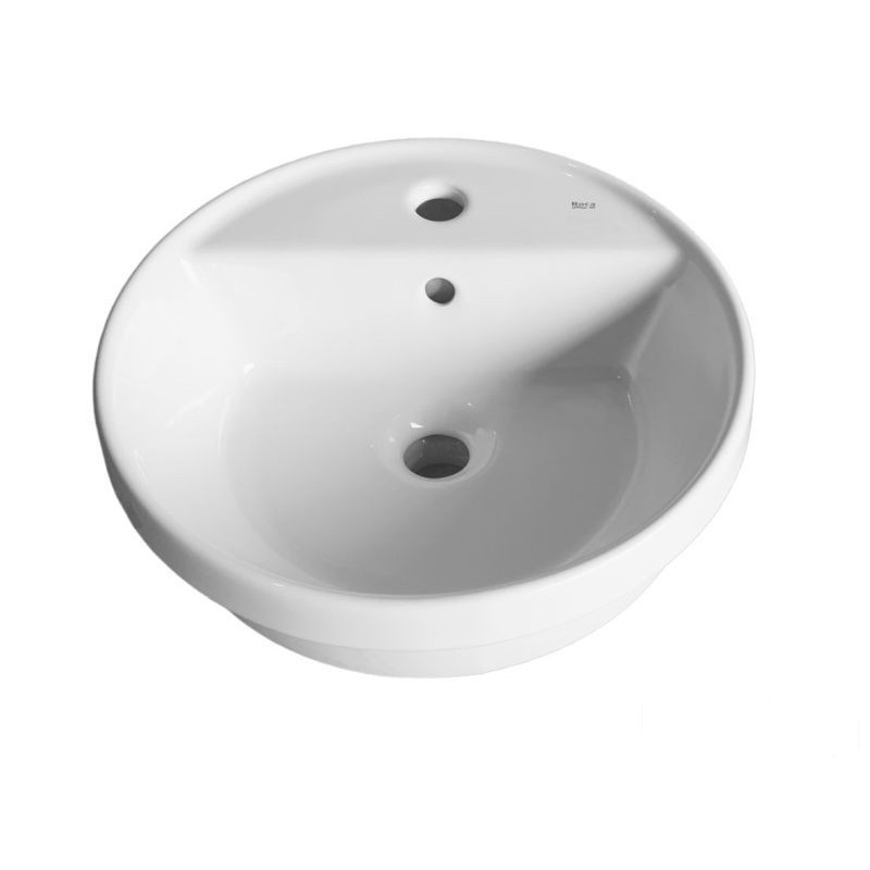ROUND - Umywalka blatowa okrągła 40 cm , z otworem na baterię, z przelewem Gap Roca (A3270Y4000)
