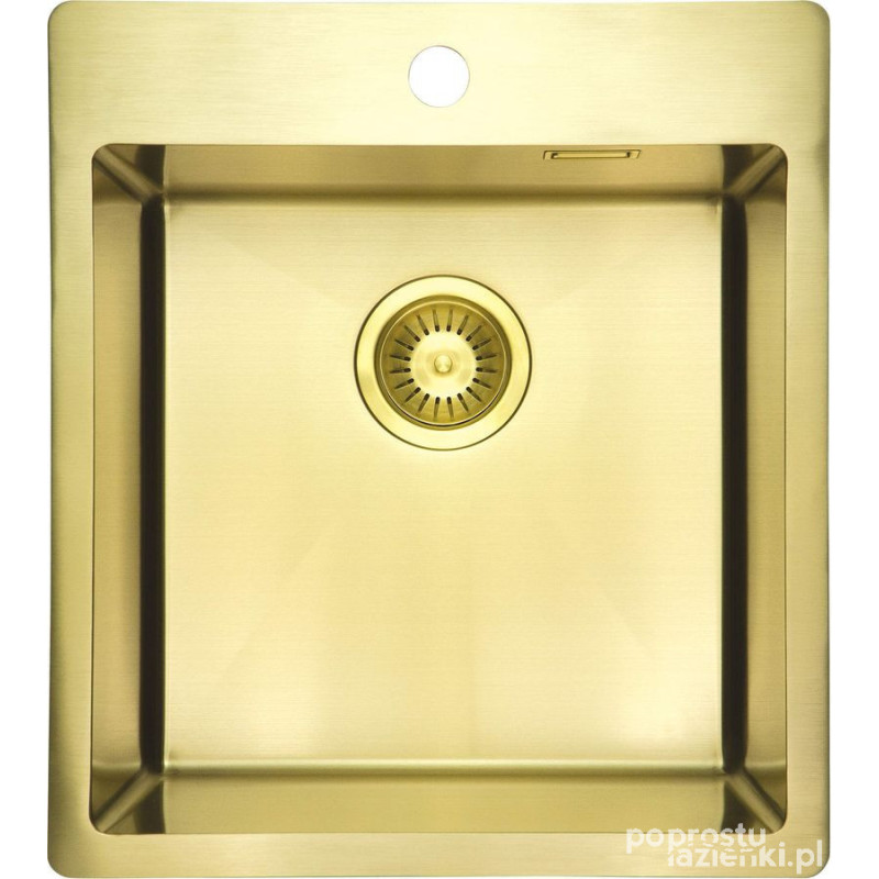 Zlewozmywak stalowy 1-komorowy Olfato złoty szczotkowany Precious Deante (ZPO R10A)