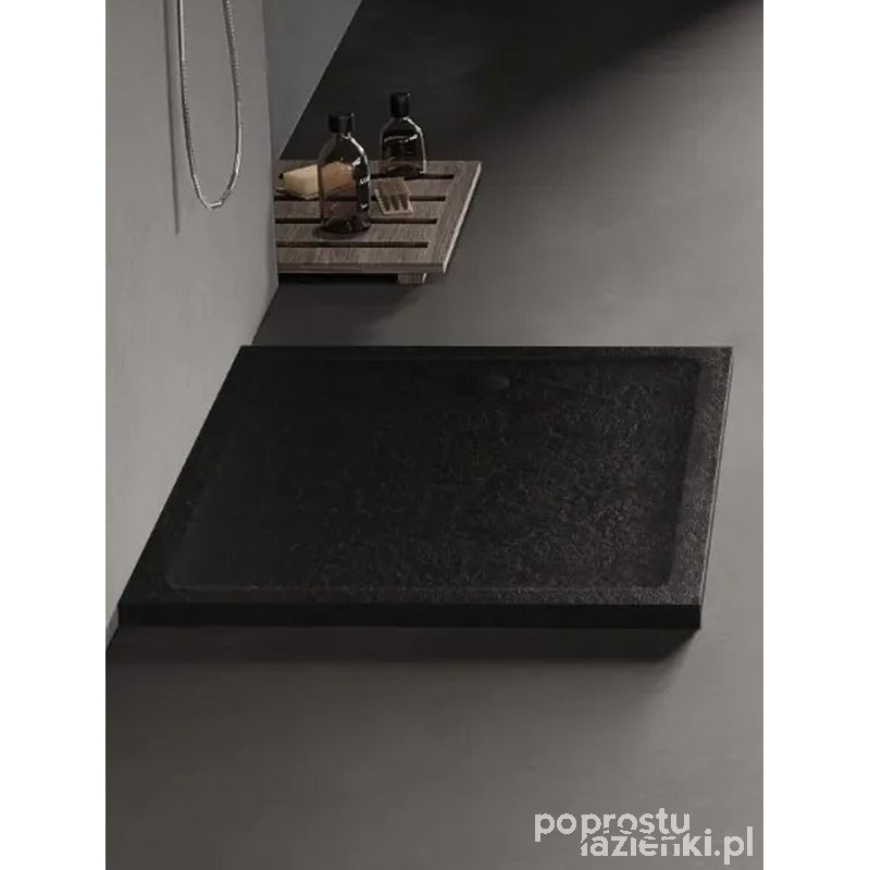 Brodzik kwadratowy czarny 100x100 Mild Stone New Trendy (B-0585)