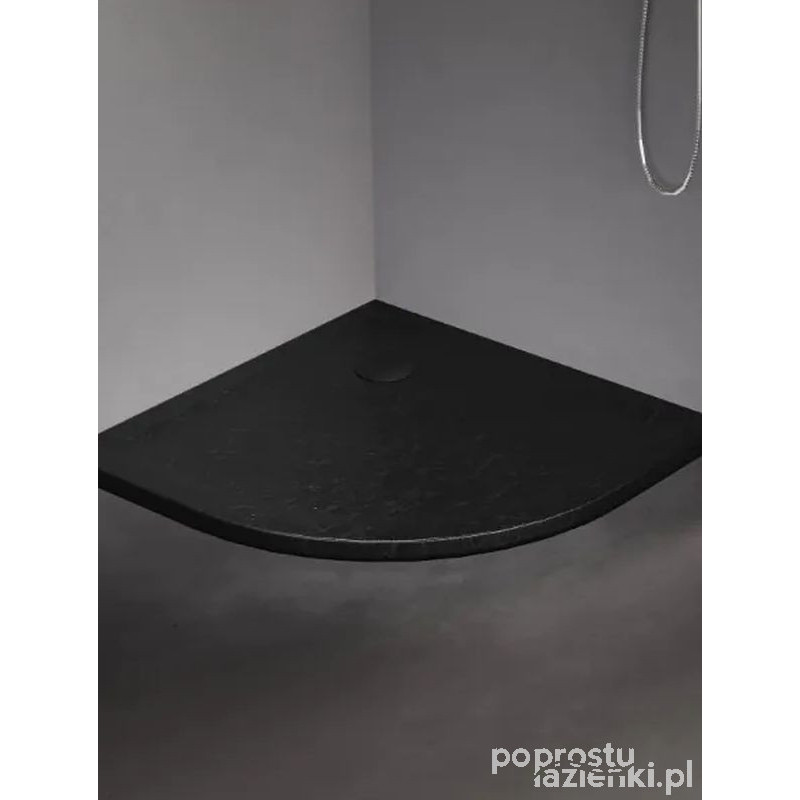 Brodzik półokrągły czarny 80x80 Mild Stone New Trendy (B-0579)