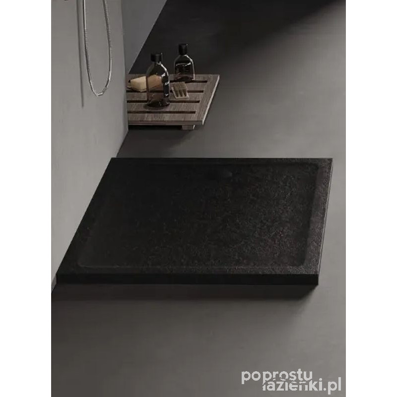 Brodzik prostokątny czarny 80x100 Mild Stone New Trendy (B-0591)