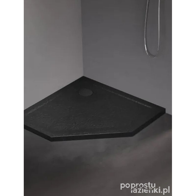 Brodzik pięciokątny czarny 80x80 Mild Stone New Trendy (B-0581)