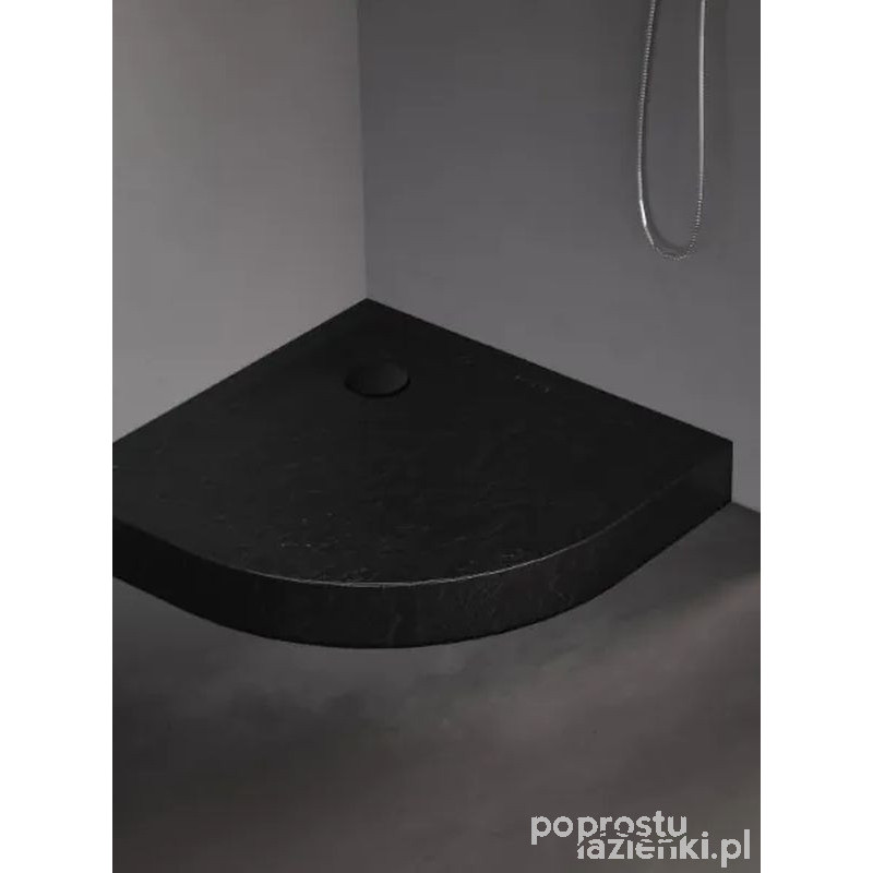 Brodzik półokrągły czarny 90x90 Mild Stone New Trendy (B-0559)