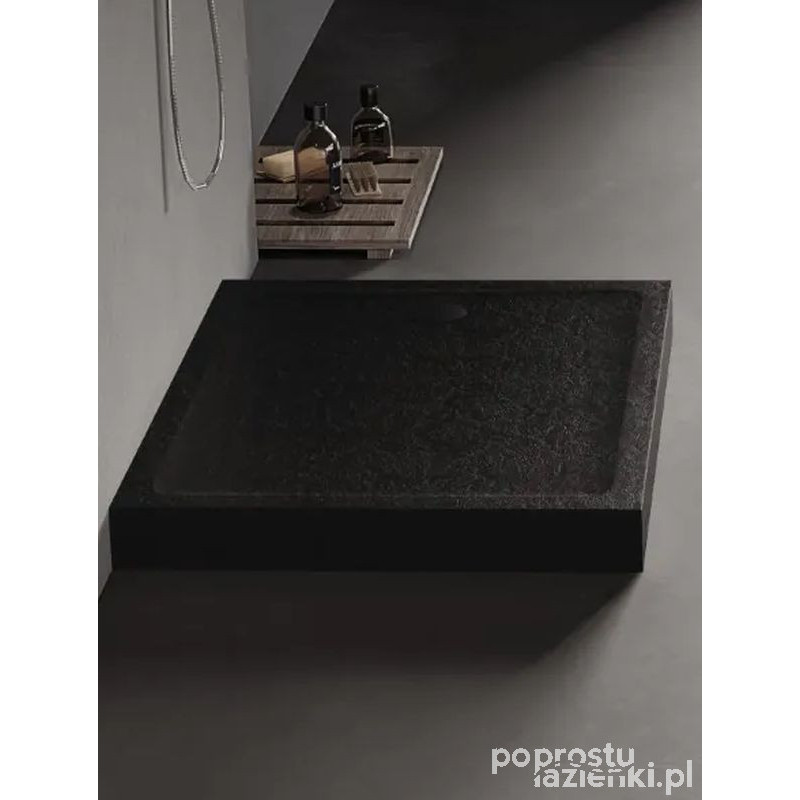 Brodzik prostokątny czarny 80x120 Mild Stone New Trendy (B-0572)