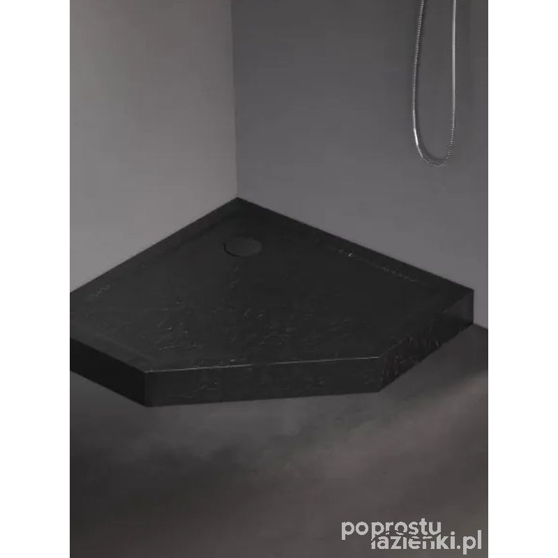 Brodzik pięciokątny czarny 80x80 Mild Stone New Trendy (B-0560)