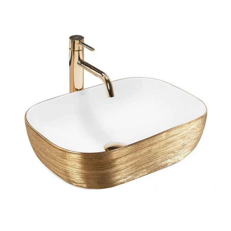 Umywalka nablatowa Belinda Gold Brush/White Rea (REA-U7422 )
