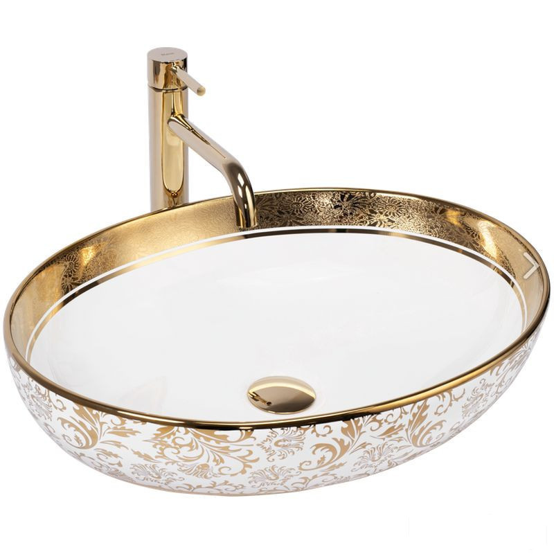 Umywalka nablatowa Margot White/Gold Rea (REA-U9650)