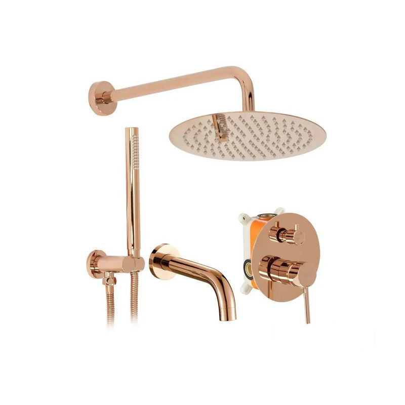 Zestaw natryskowo - wannowy podtynkowy Lungo różowe złoto Rea (REA-P6610)