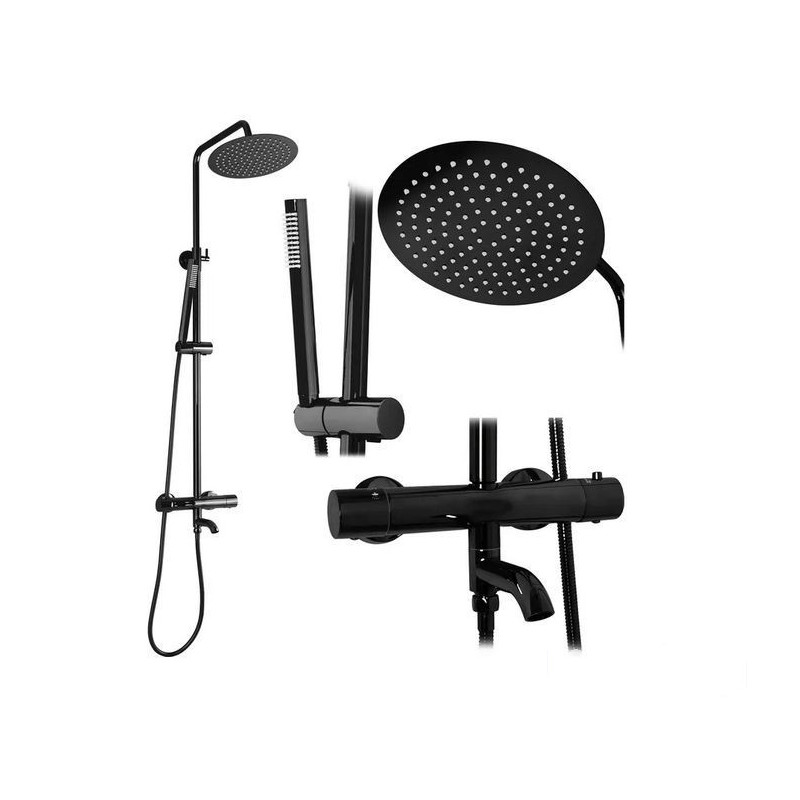 Zestaw natryskowo-wannowy termostat Lungo czarny metaliczny Rea (REA-P8763)