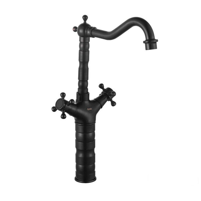 Bateria umywalkowa wysoka czarna przecierana Rustico Rea (REA-B5520)