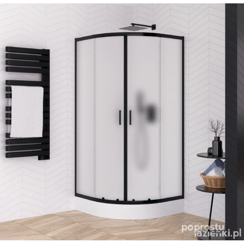 Kabina półokrągła z brodzikiem 80x80 Suvia Black New Trendy (ZS-0017)