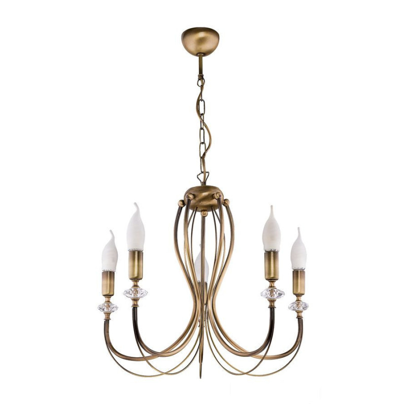 Duży klasyczny żyrandol mosiężny 5-ramienny patynowany Melody Jupiter (MY 5 P)