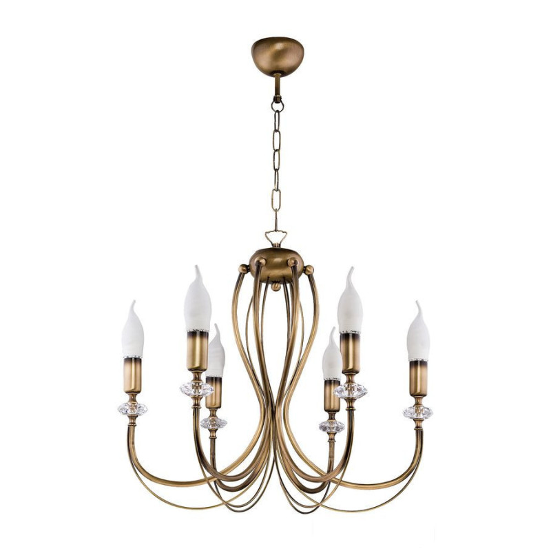 Duży klasyczny żyrandol mosiężny 6-ramienny patynowany Melody Jupiter (MY 6 P)