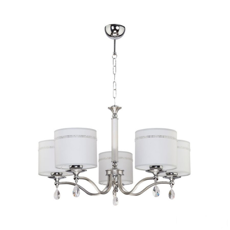 Duży klasyczny żyrandol srebrny 5-ramienny chromowany z kryształami Julia ii Jupiter (JU 5 H)