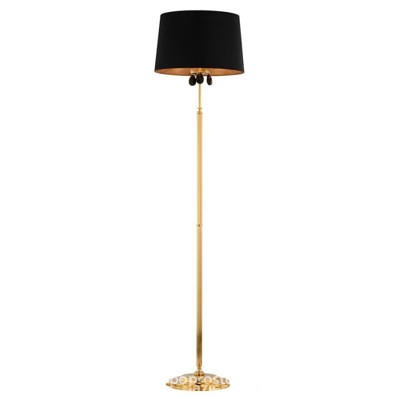 Klasyczna lampa podłogowa złota satynowana czarny abażur Egida Jupiter (EG P ms)