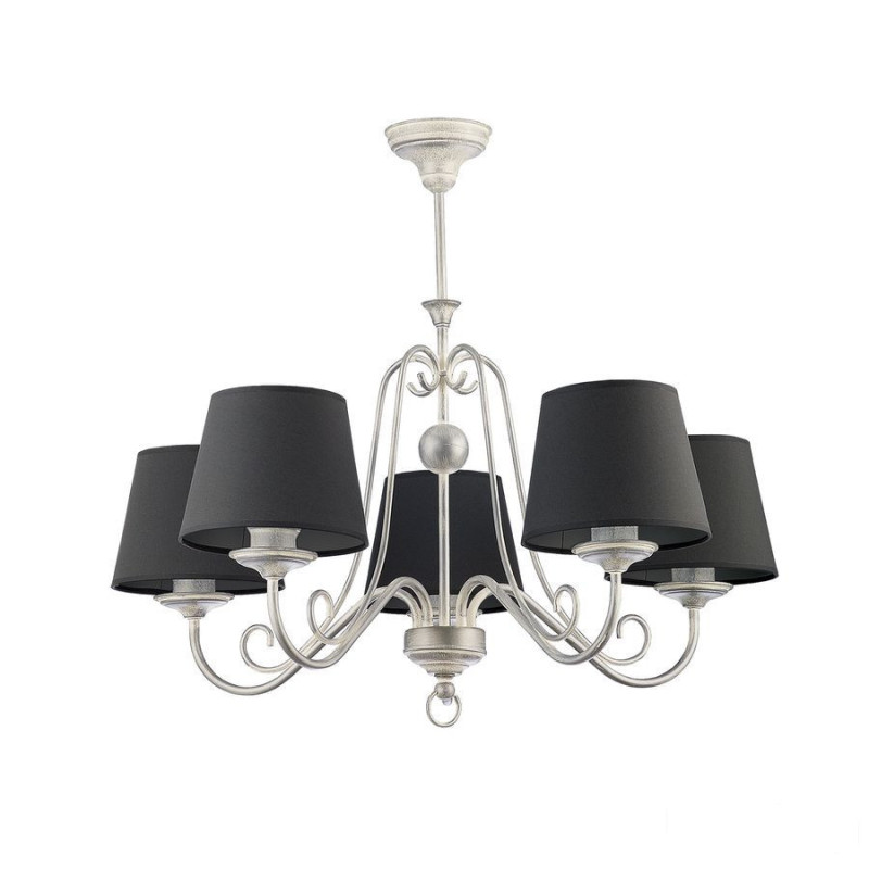 Klasyczny duży żyrandol 5-ramienny abażur czarny Arkada Jupiter (AK 5)