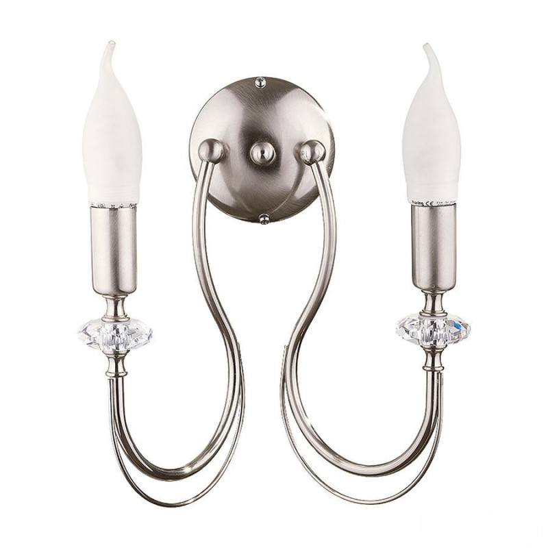 Klasyczny kinkiet srebrny 2-płomienny niklowany Melody Jupiter (MY K2 NI)