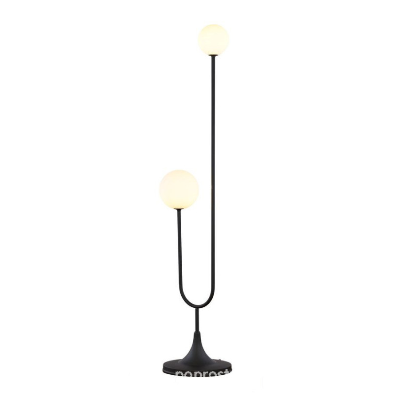 Nowoczesna czarna lampa podłogowa lakierowana 2-punktowa biały klosz Selen Jupiter (SLP CZ)