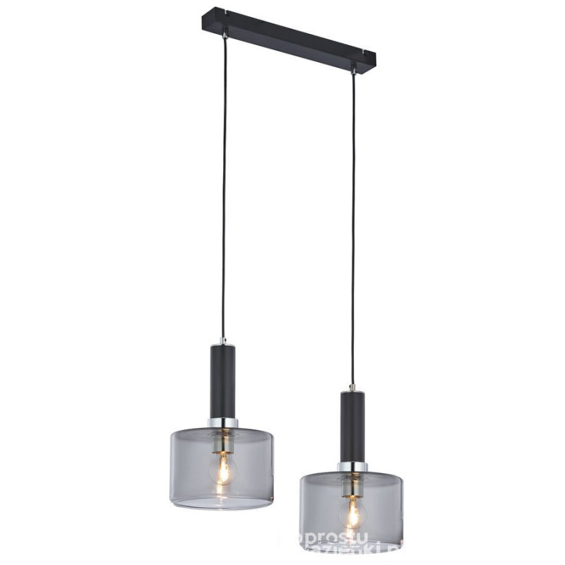 Nowoczesny zwis 2-punktowy chromowany klosz dymny Vanes Jupiter (VA2 ch/dy)