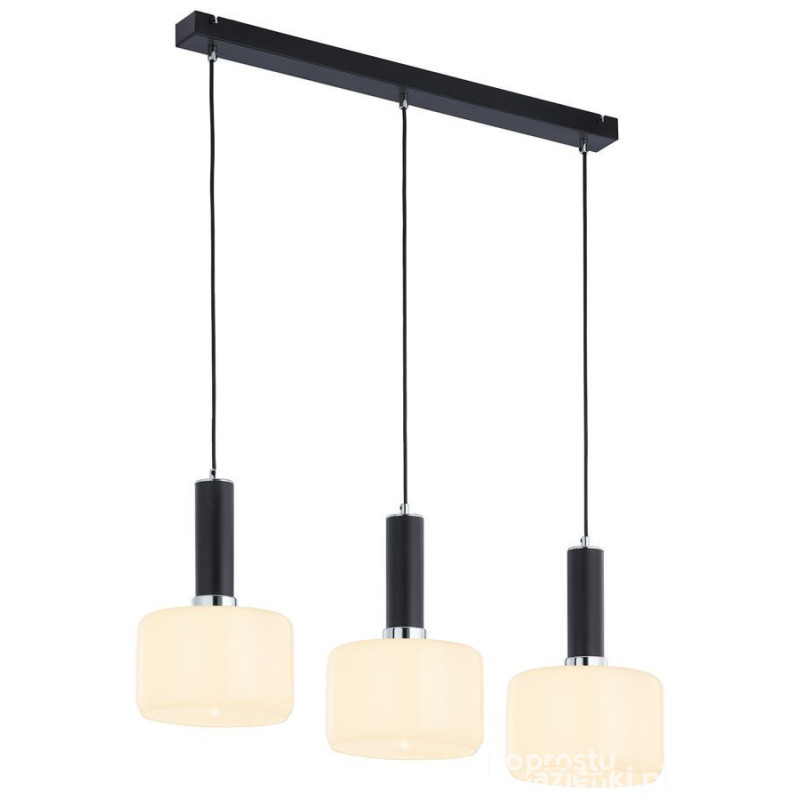 Nowoczesny zwis 3-punktowy chromowany klosz biały Vanes Jupiter (VA3 ch/bi)