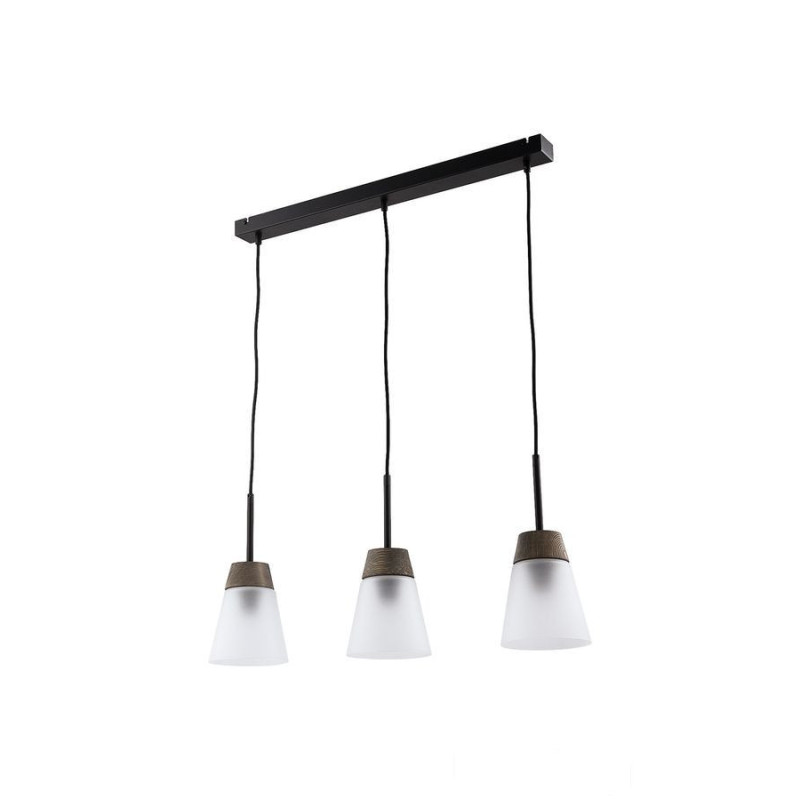 Nowoczesny zwis 3-punktowy klosz mleczny drewno antracyt Domino Jupiter (DM 3 A/MA)