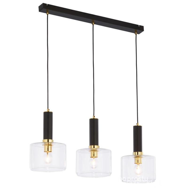 Nowoczesny zwis 3-punktowy satynowany klosz przezroczysty Vanes Jupiter (VA3 ms/tr)