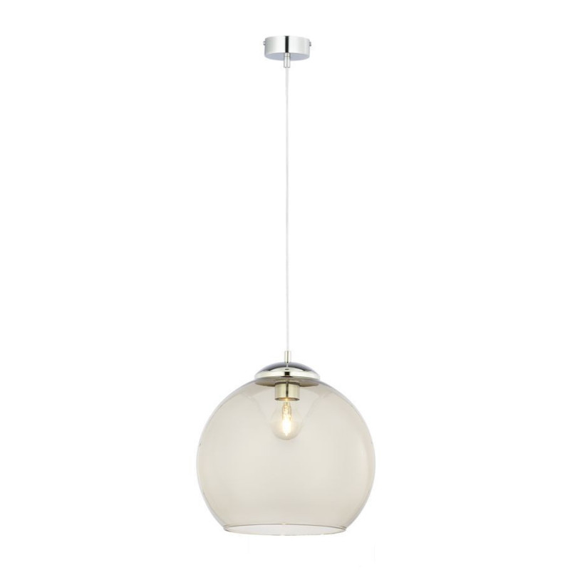 Nowoczesny zwis chromowany 1-punktowy klosz dymny Asti Jupiter (ASTI ch/dy)