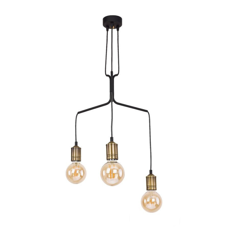 Nowoczesny zwis czarny 3-płomienny patynowany Borneo Jupiter (BN 3 pat/cz)