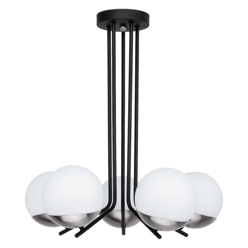 Nowoczesny zwis czarny niklowany 5-płomienny Santa Jupiter (SN 5 cz/ni)