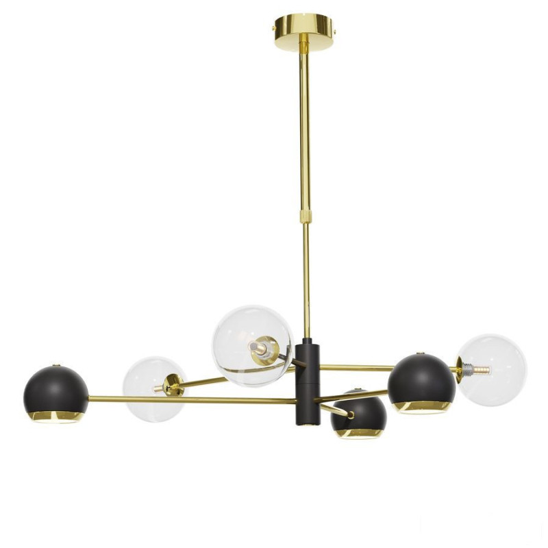 Nowoczesny żyrandol 6-punktowy klosz transparent Moka Jupiter (MO6 CZ/MS TR)