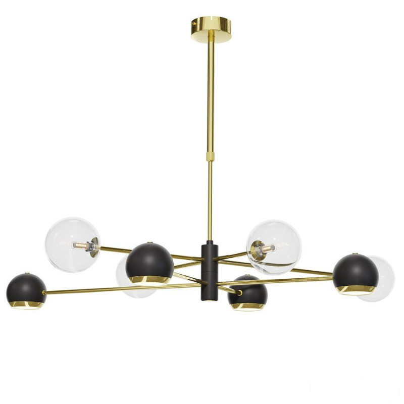 Nowoczesny żyrandol 8-punktowy klosz transparent Moka Jupiter (MO8 CZ/MS TR)