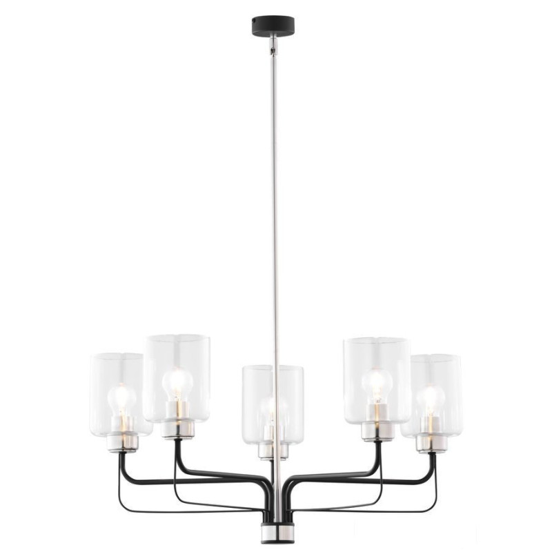 Nowoczesny żyrandol czarny niklowany 5-ramienny klosz Ceres Jupiter (CR 5 cz/ni)