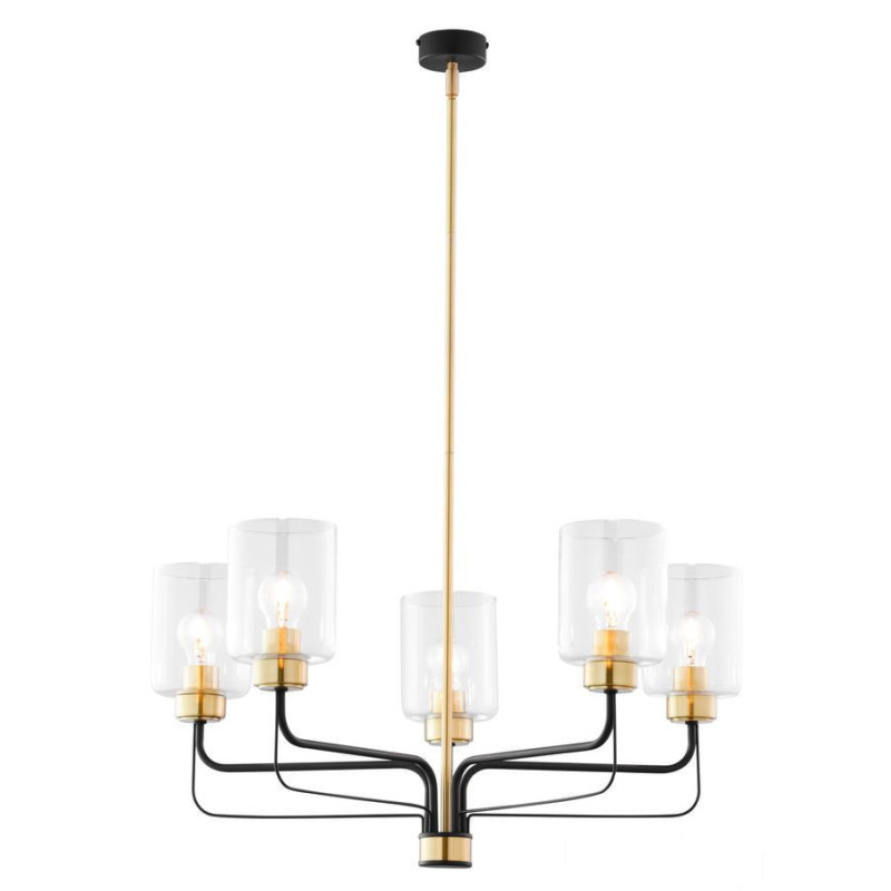 Nowoczesny żyrandol czarny satynowany 5-ramienny klosz Ceres Jupiter (CR 5 cz/ms)