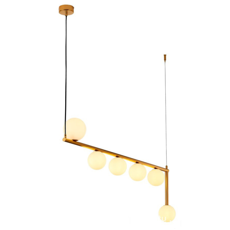 Nowoczesny żyrandol mosiądzowany 6-punktowy biały klosz Taida Jupiter (TD6 MS)