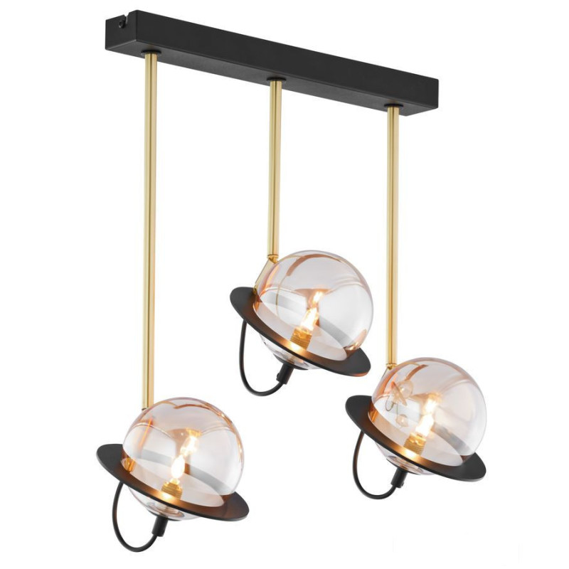 Nowoczesny żyrandol satynowany 3-płomienny klosz bursztyn Planet Jupiter (PE 3 cz/ms)