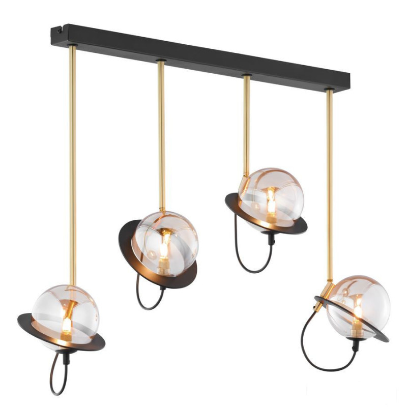 Nowoczesny żyrandol satynowany 4-punktowy klosz bursztyn Planet Jupiter (PE 4 cz/ms)