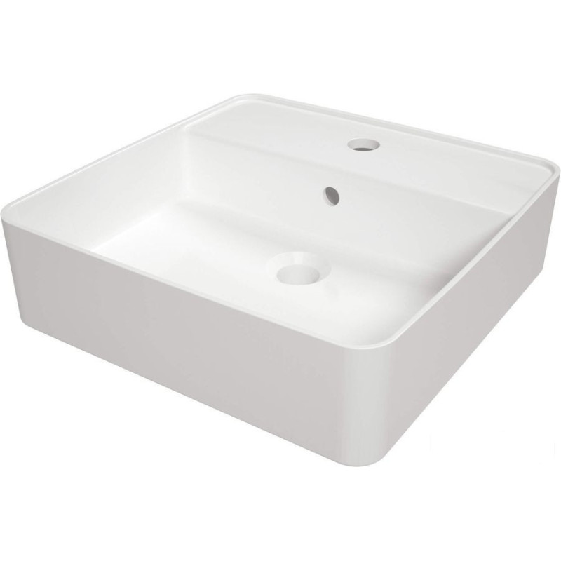 Umywalka ceramiczna nablatowa z wyspą na baterię Square Deante (CGS 6U4B)