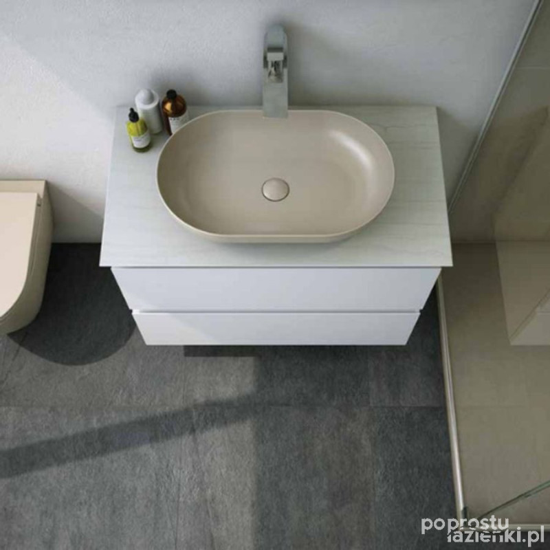 Umywalka slim nablatowa owalna 55x35 cm cappuccino mat (514) Feeling RAK Ceramics (FEECT5500514A)