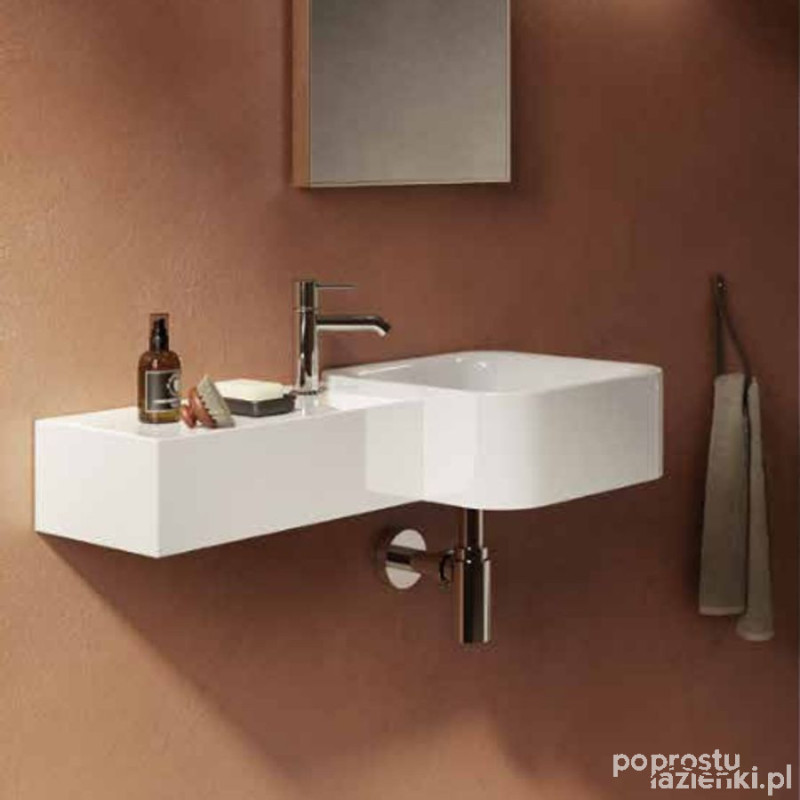 Petit umywalka podwiesz. kwadrat  blat l 77x36cm z otworem Rak - petit RAK Ceramics (PETWB37700AWHAO)