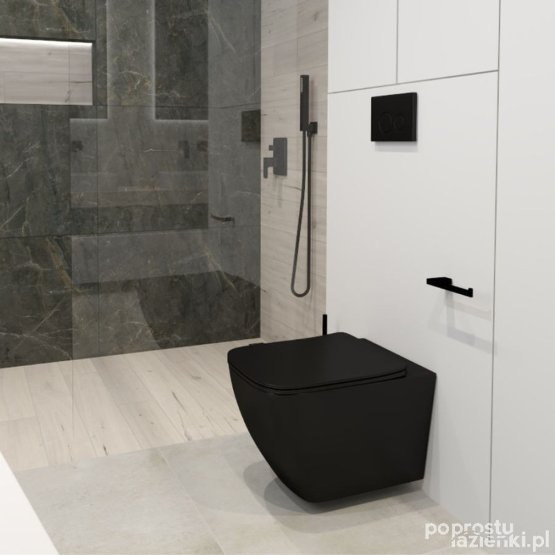 Zestaw davos miska z deską wc slim w/o podwiesz. 52 cm czarny mat Racer RAK Ceramics (RACSET02DS504)