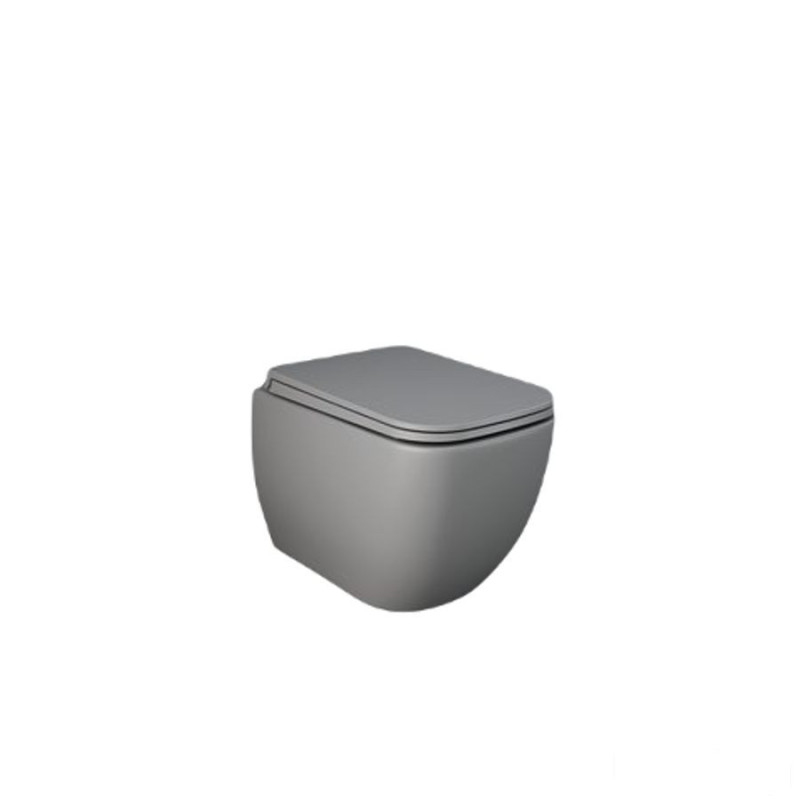 Metropolitan miska wc podwieszana rimless szary mat (503) &deska wc w/o szary mat Feeling RAK Ceramics (METRFEEL4SET)