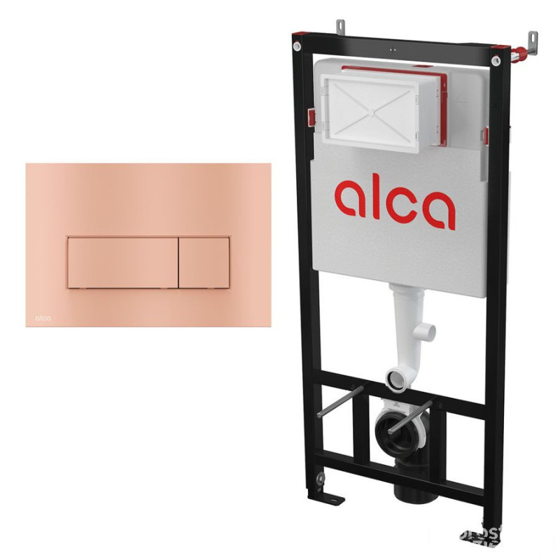 Alcadrain zestaw stelaż sádromodul i przycisk thin  prostokąt  red  gold mat  RAK Ceramics (M57-RG-M-AM101/1120)
