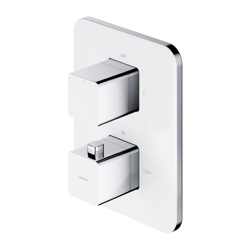 Bateria prysznicowo-wannowa podtynkowa chrom/biały Parma Omnires (PM7436CRB)