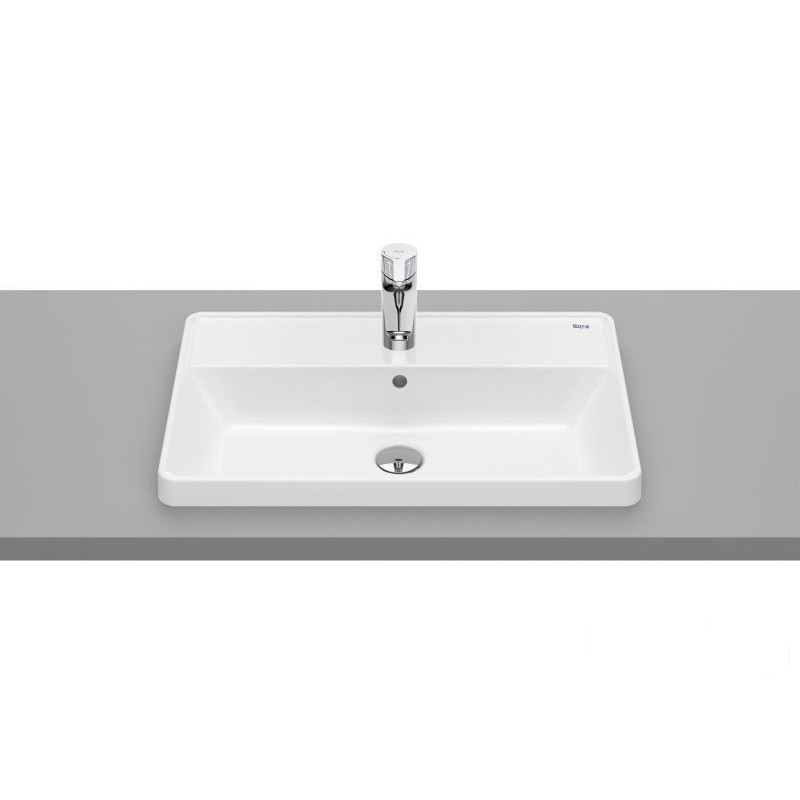 SQUARE - Umywalka blatowa prostokątna 60 x 39 cm , z otworem na baterię, z przelewem Gap Roca (A3270YA000)